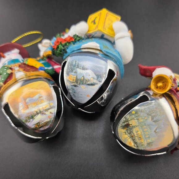 Bradford Exchange Kinkade Snow Bell‎ Ornament Set of 3 NIB - Picture 6 of 9